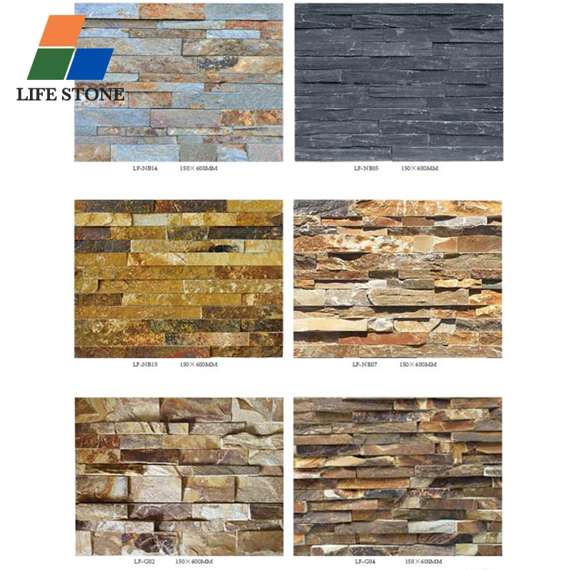 China Factory Wholesale natural slate stone wall cladding stone brick garden outdoor