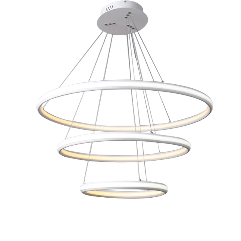 Modern suspended adjustable  light fixture  tri-ring  acrylic  LED Circle restaurant hanging light