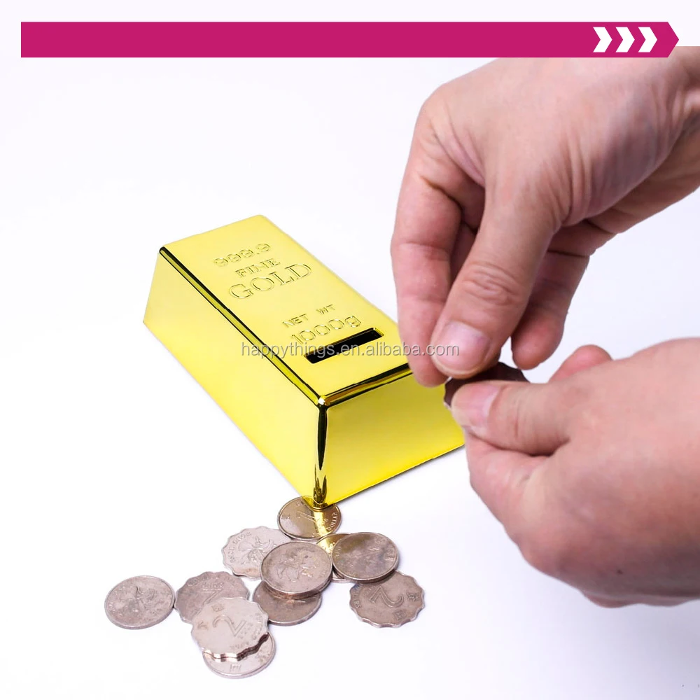 Custom Logo Luxury Gold Vase Home Decor Gold Bar Bullion Money Coin Bank