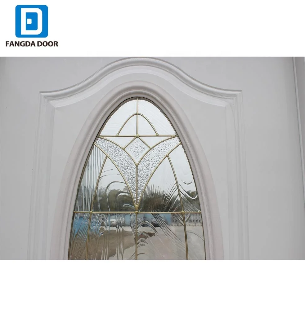 Fangda ornament iron door with decorative tempered glass inserted  exterior house steel door