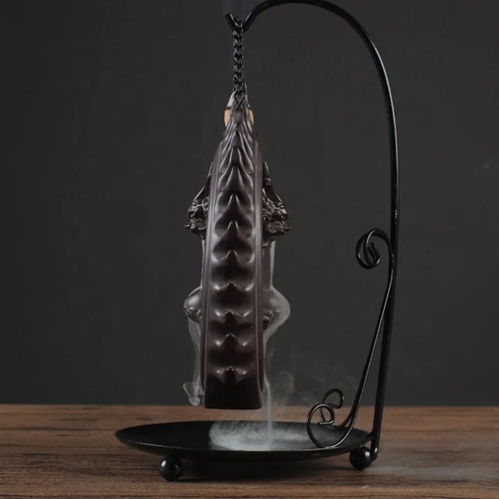 Creative Ceramic Dragon Smoke Backflow Incense Burner Hanging Incense Holder for Backflow Cones Decorative Showpiece