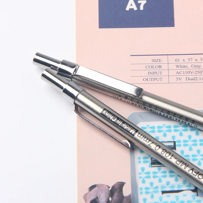 Fancy silver color slim thin Metal Mechanical Pencil