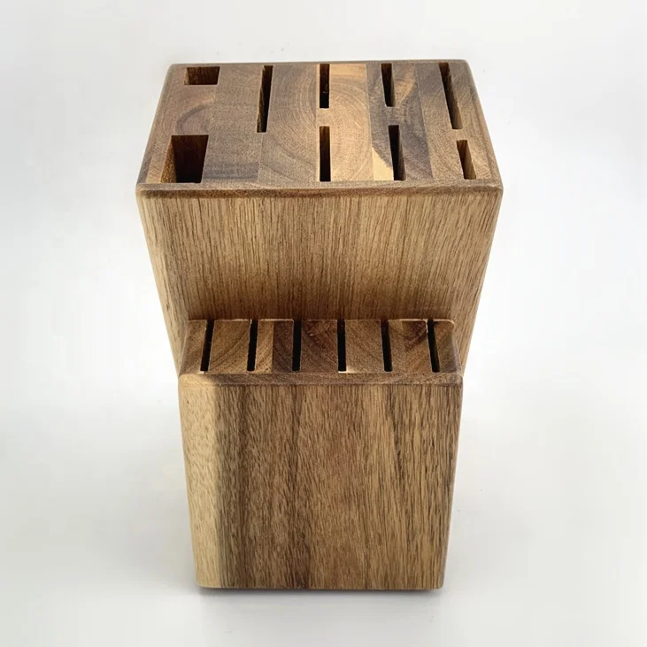 
-Acacia Wood Knife Block,15 Slot Kitchen Knife Holder 