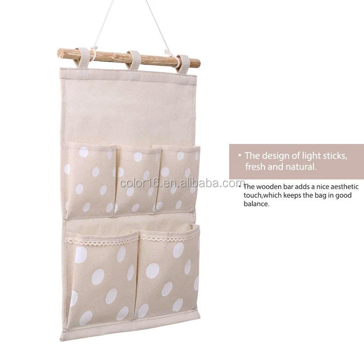 Linen Cotton Fabric Wall Door Cloth tool hanging storage bag organizer