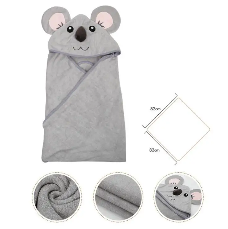 Custom organic bamboo cotton baby animals hooded towel soft baby hood towel