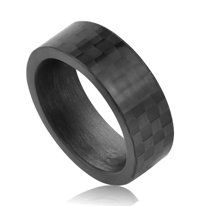 Simple 100% Pure Carbon Fiber Ring Blank Forged Black Carbon Fiber Jewelry