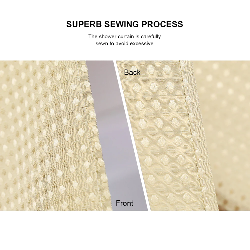 Hotel Fabric Waffle Dobby Weave Window Hookless Shower Curtain With Snap In Liner