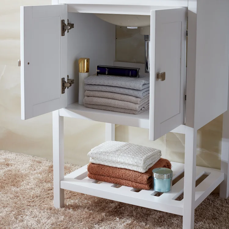 FSC certified Floor Standing 2 Doors 1 Shelf MDF With PU Bathroom Vanity With Mirror bathroom vanity set