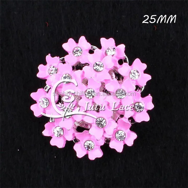 25 мм розового и белого цветов на пуговицах с цветочным принтом со стразами центр-плоские с одной стороны Стразы garment accessories-аксессуары для волос украшения