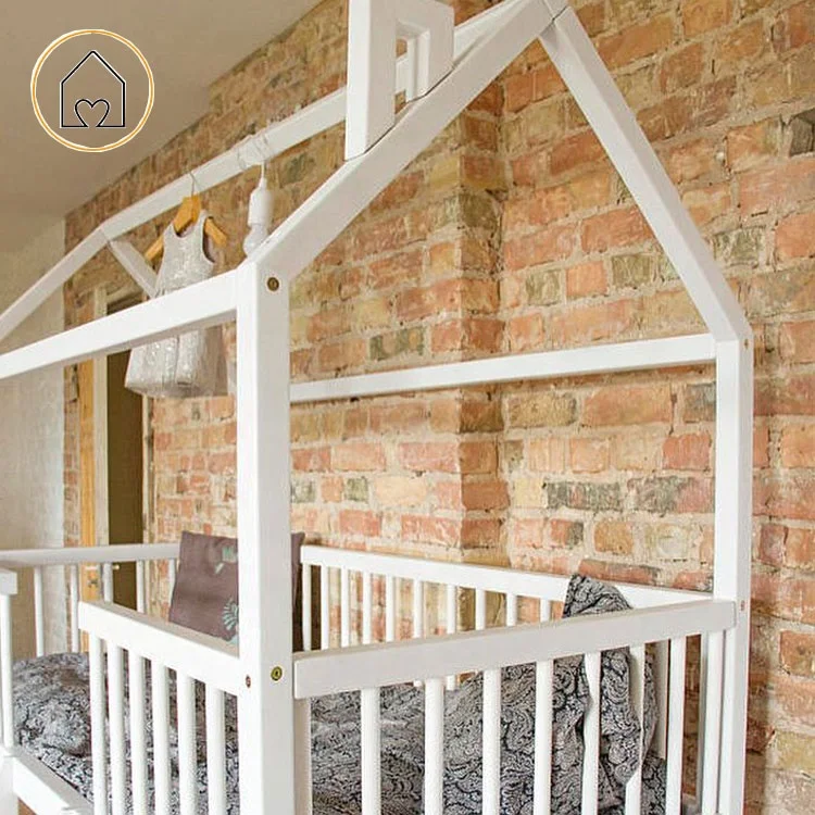 
Hot sale solid pine wooden twin size over twin play treehouse toddler loft bunk bed set 