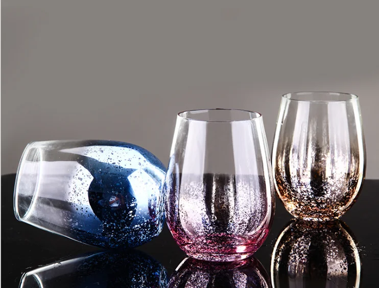 Electroplate wine glass, stemless red wine glass ,colored glass Wine Cup