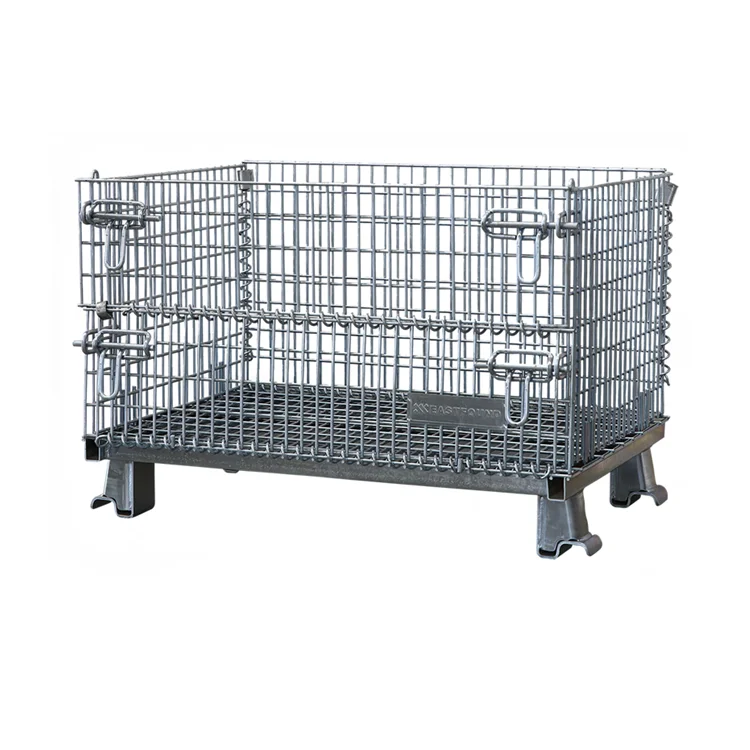 High quality galvanized collapsible metal wire mesh cage pallet bin box