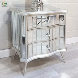 Французская мебель для спальни, антикварная Венецианская тумбочка с металлическим основанием, зеркальный прикроватный столик