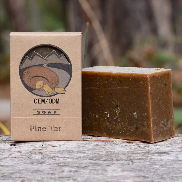 Wholesale Natural Pine Tar Soap With Woodsy Scent and Skin Scrub Exfoliation