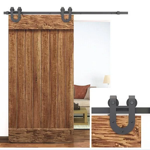 Старинный деревенский черный раздвижной сарай деревянная дверь трек комплект оборудования