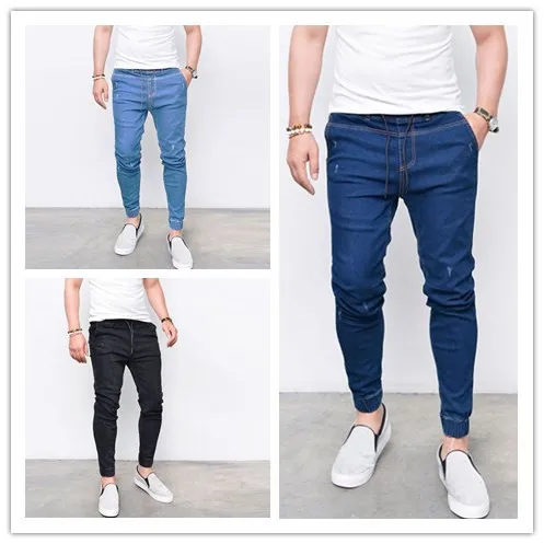 100% Cotton Blue Jeans For Man High Waist Harem Men Jeans Plus Size Black Man jeans Denim Pants