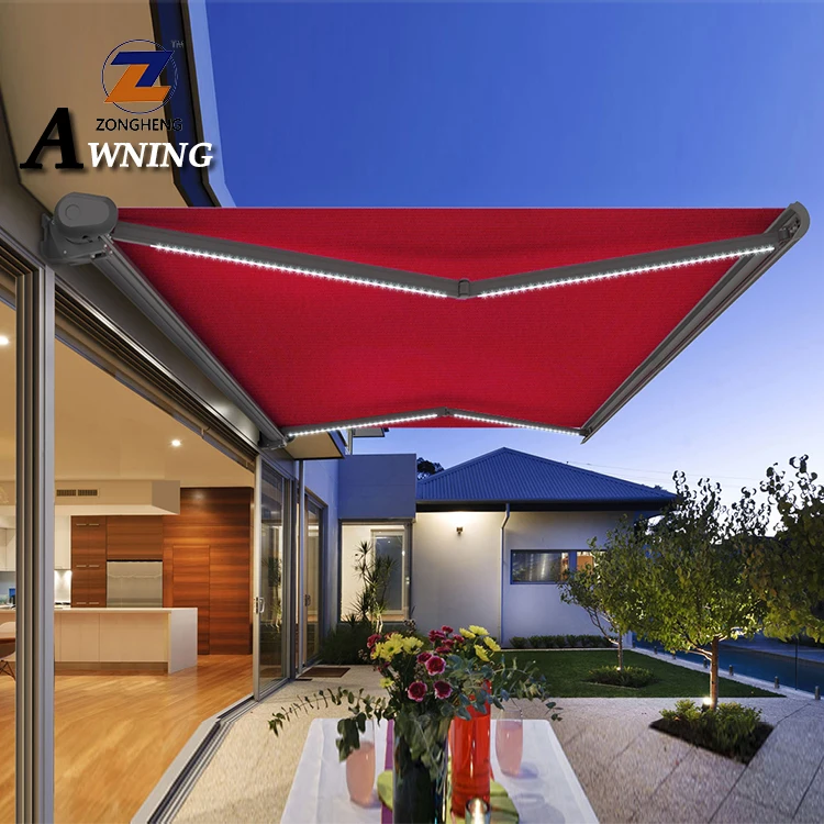 2020 High quality outdoor balcony aluminum retractable awnings with wind sensor and motor