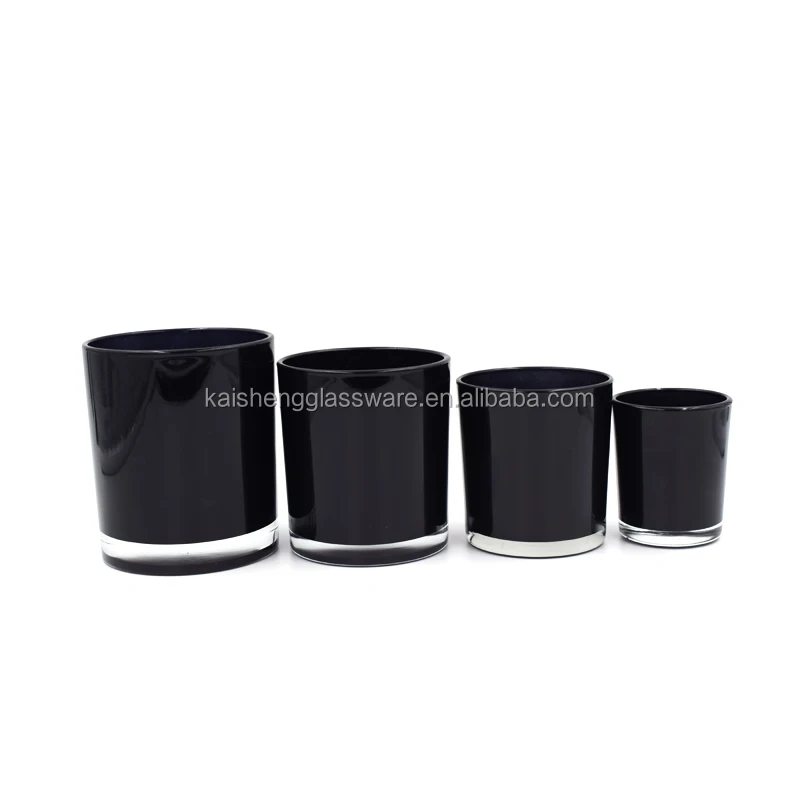 
Handmade matte black Glass Tumblers for Candles with wooden lid 