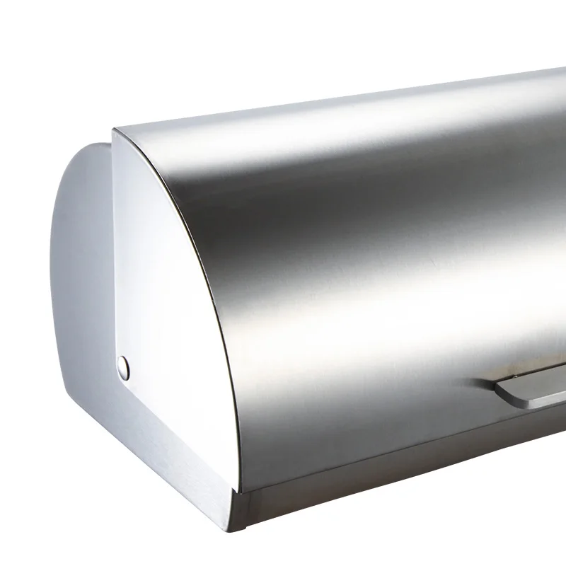 Kitchen Stainless Steel Metal Bread Bin Box Storage Bin Food Container with Roll up Lid for Loaves, Homemade Bread, Pastries