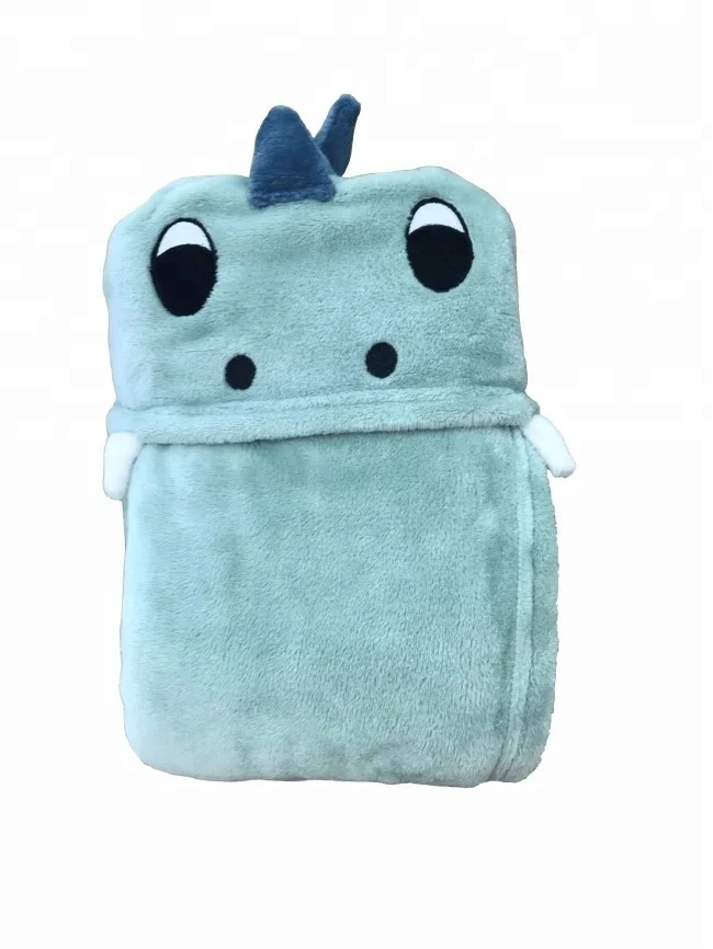 Soft flannel fleece baby hood blanket throw with animal head kigurumi
