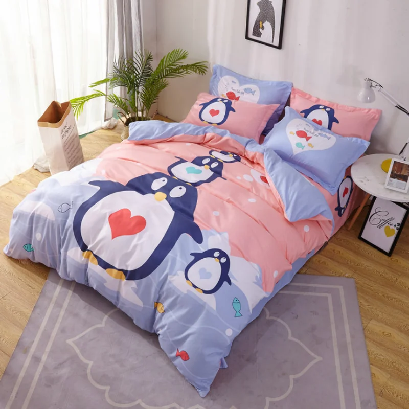 
Nordic style kids cotton 4piece sheets quilt cover cute duck animal cartoon crib bedding set baby bedding set 
