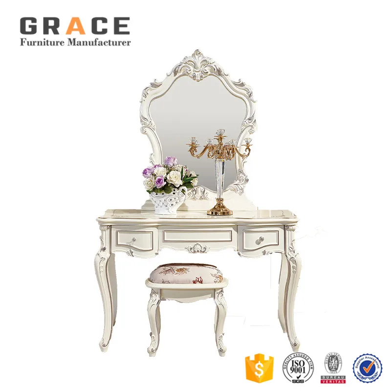 H8801W hotel antique designs of bed and dressing table with almirah