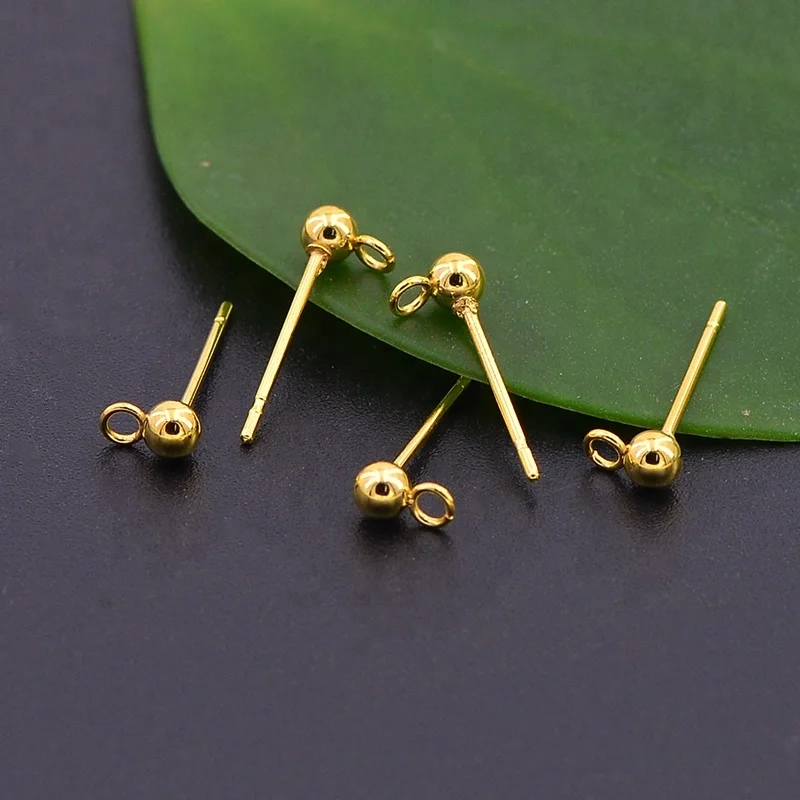 Making earring accessories Golden pin with ball head A86273
