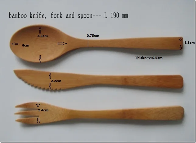 Natural bamboo knife fork and spoon with package bags for picnic