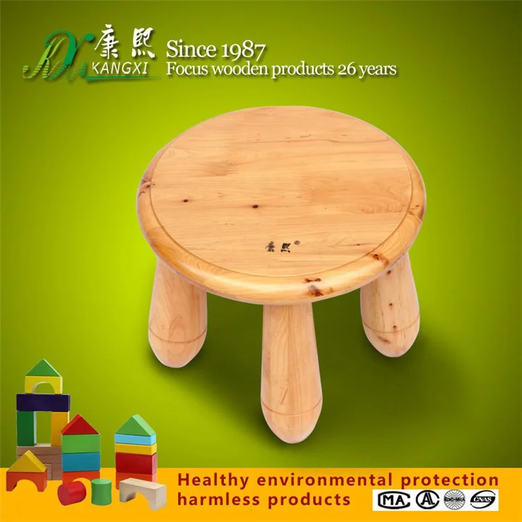 Mini round Kids used solid wood cute mushroom stool high quality kids vanity table and stool