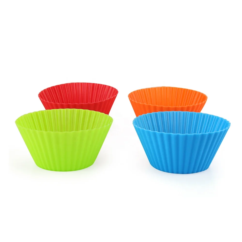 Wholesale Baking Tools Round Shaped Customized Size Colorful Food-grade Silicone  Muffin Cups Cake Molds