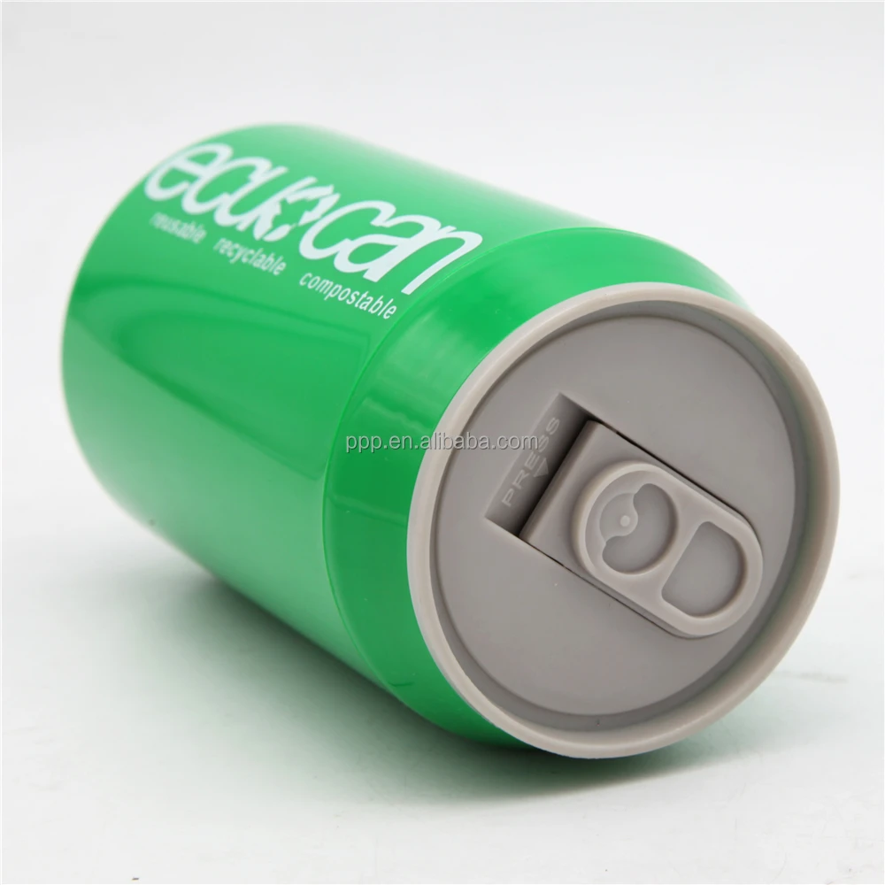 
350ml art customed cola beer shaped tin water gift cute plastic can with screw cup 
