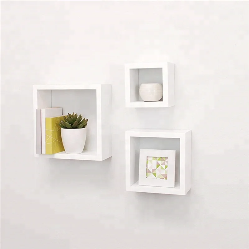 
Square Shaped Wooden Hanging Floating Cube Wall decor Shelf for Home Decoration 