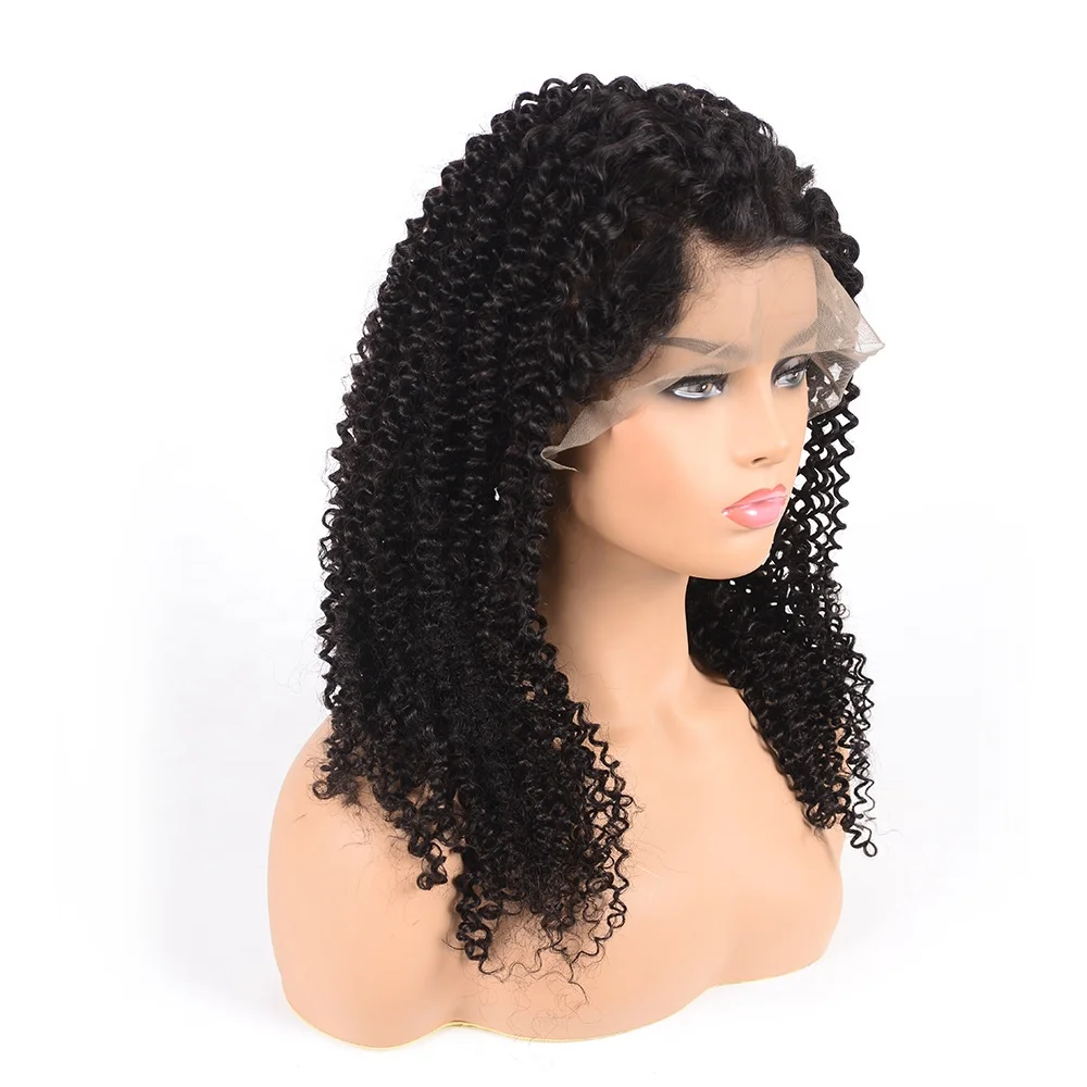 Factory Price Natural Color Kinky Curl Raw Human Hair 360 Lace Frontal Wig