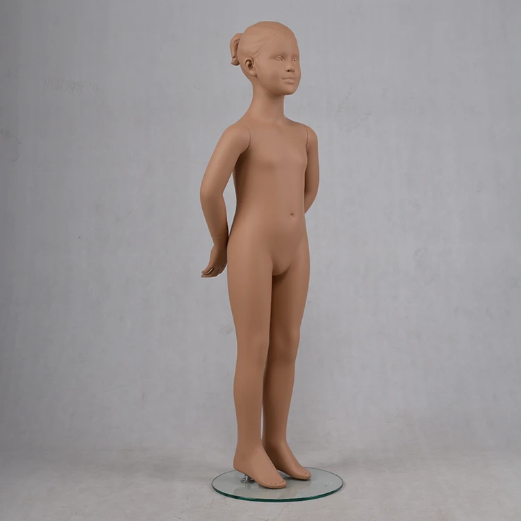 Carved head realistic face skin color full body little girl used child store mannequin for sale
