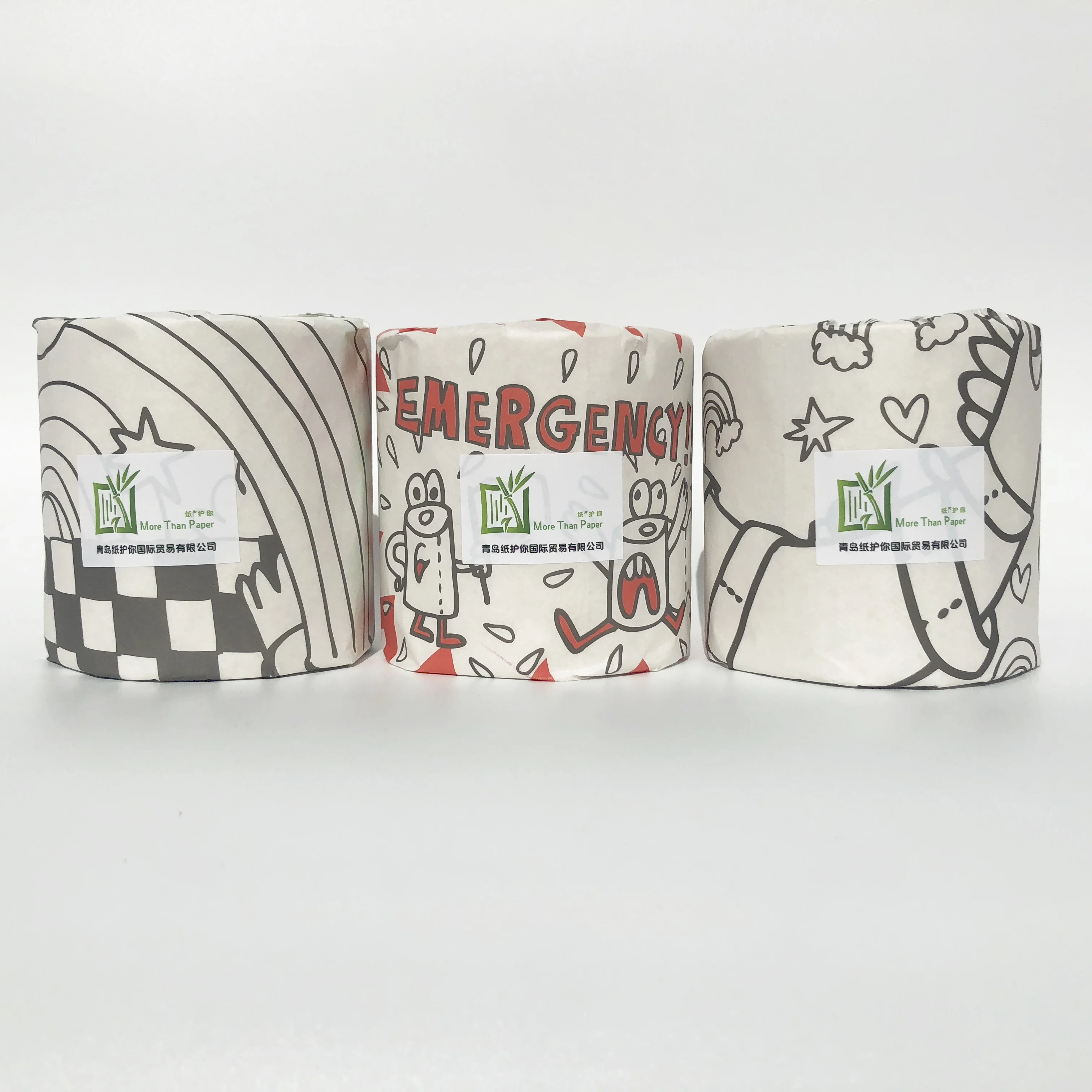 Настраиваемая индивидуальная обернутая бумагой 100% рулон туалетной бумаги из чистого