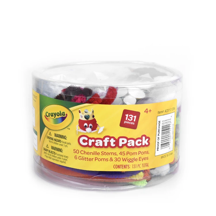 Wholesale DIY Craft Pack 131 Pieces Moving Eyes Assorted Pom Poms Chenille Stems Pipe Cleaners