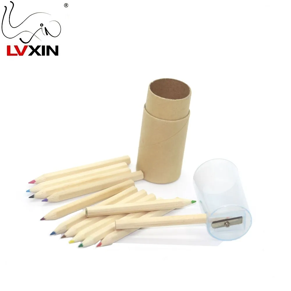 12 Colors With Sharpener Mini cute Child Gift Wooden Writing Colored Pencils