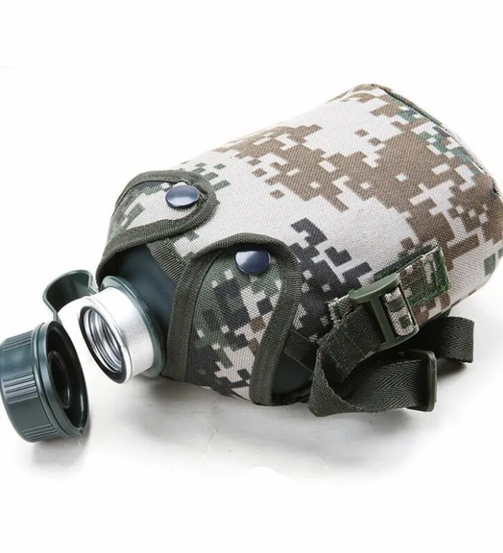 1L Stainless Steel Kettle Tactical Canteen Bottle With Pouch for outdoor