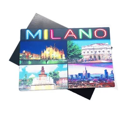 OEM Fashion City Italy Milan Foil Tin Printed Fridge Magnet Souvenir Gift Milano Magnets