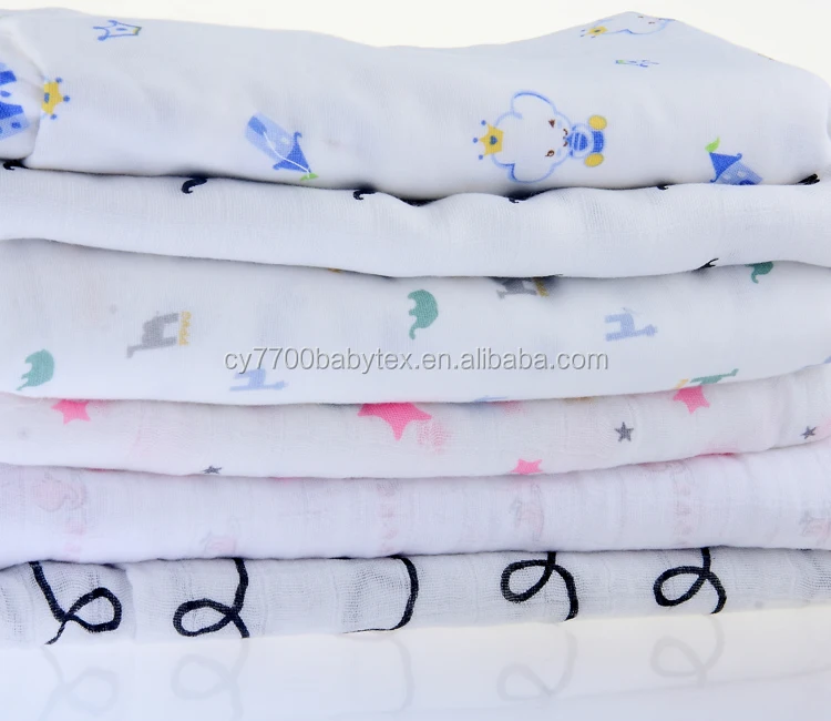 100% Cotton Printing Double Layers Gauze Cloth Baby Diapers Nappies