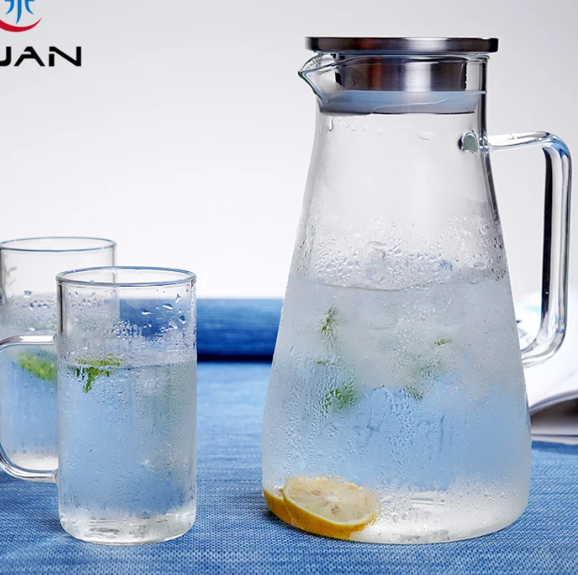 Glass Pitcher with Lid, Water Jug for Hot/Cold Water, Ice Tea and Juice Beverage