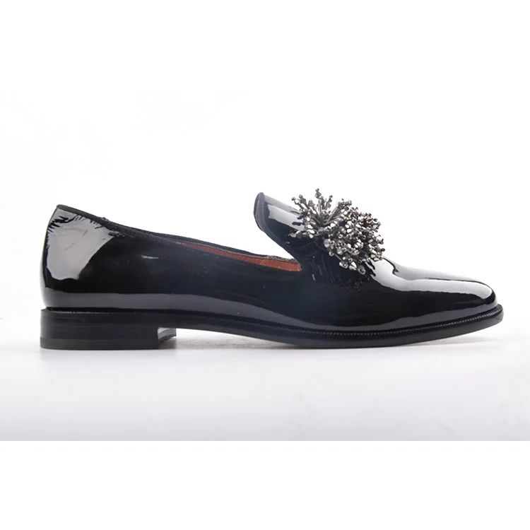 Special design steel nails paint leather black women shoes