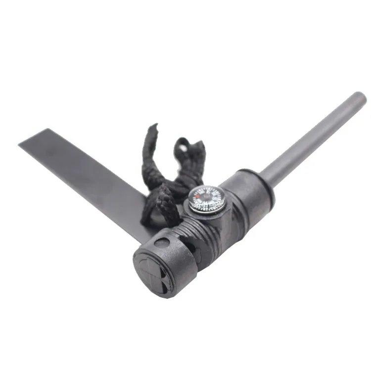 Survival Emergency Ferro Magnesium Flint Fire Starter Rod with compass