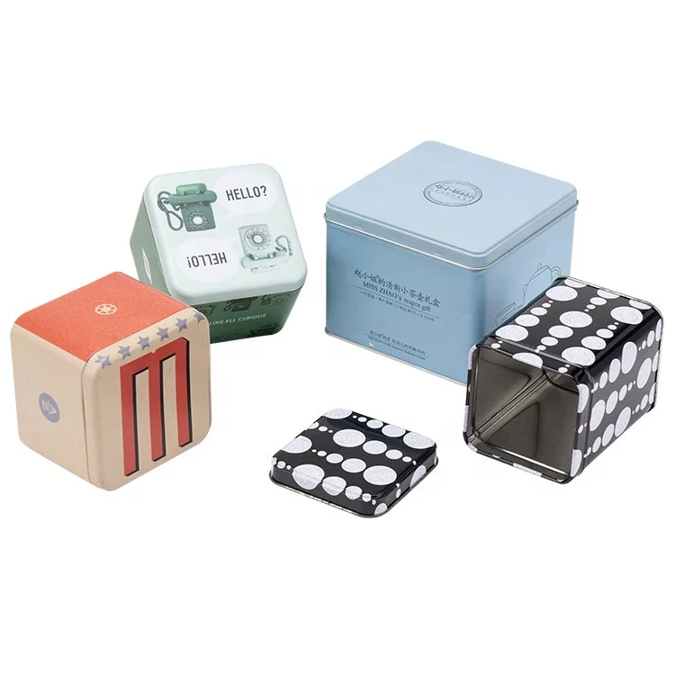 OEM Manufacturer Three-piece Tin Cans Square Mooncake Custom Printing Box Metal Biscuit Cookie Tins Small Candy Mints Box