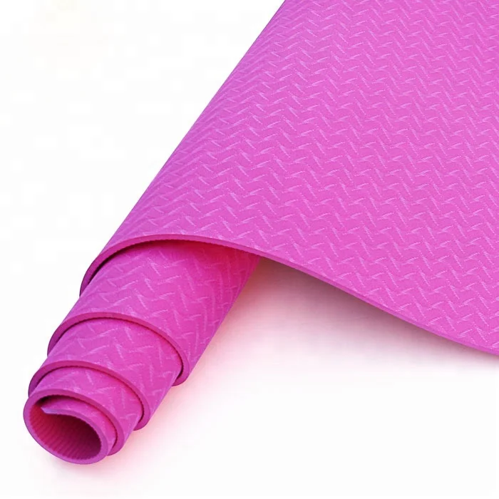 Direct factory purple yoga mat, Yoga mat TPE, yoga mat with strap