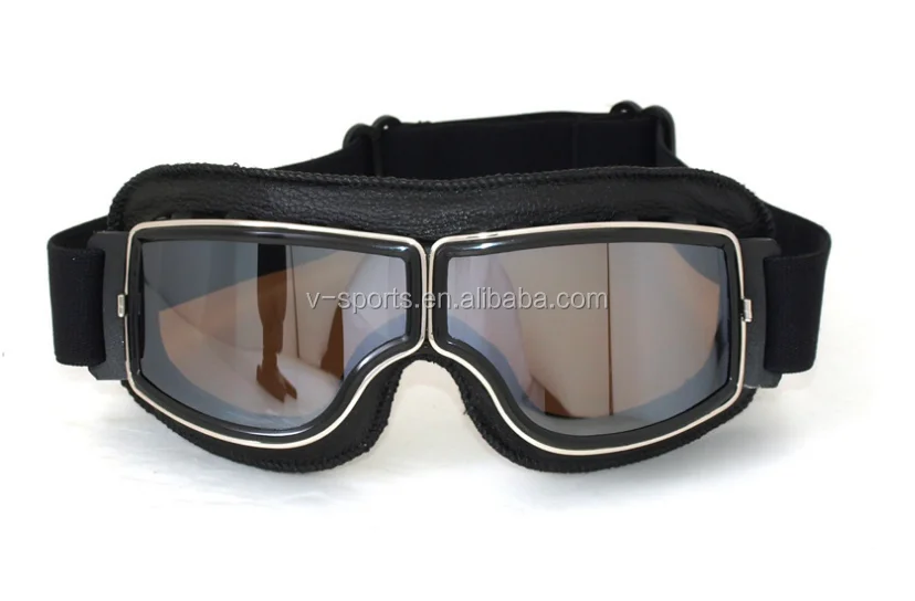 Brown Leather Frame with Clear lens Vintage Goggles motorcycle mask goggles