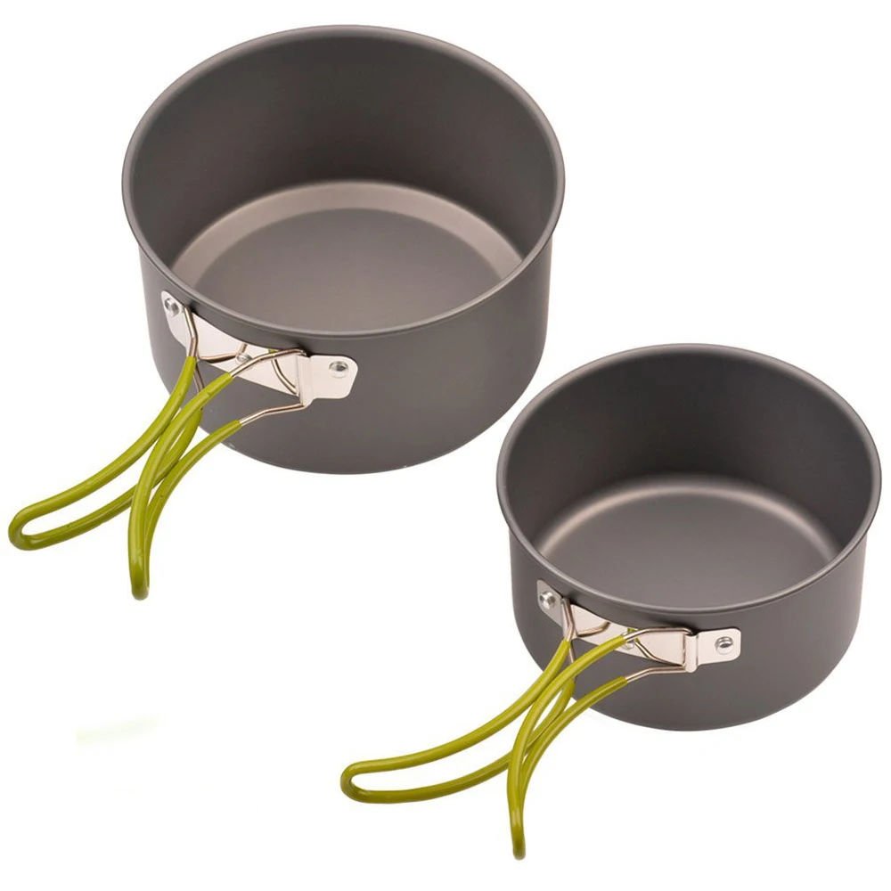 10pcs Portable Foldable Aluminum Frying Pan Pot Bowl Set Camping Kitchen Hiking Cookware for Travel Outdoor Cooking