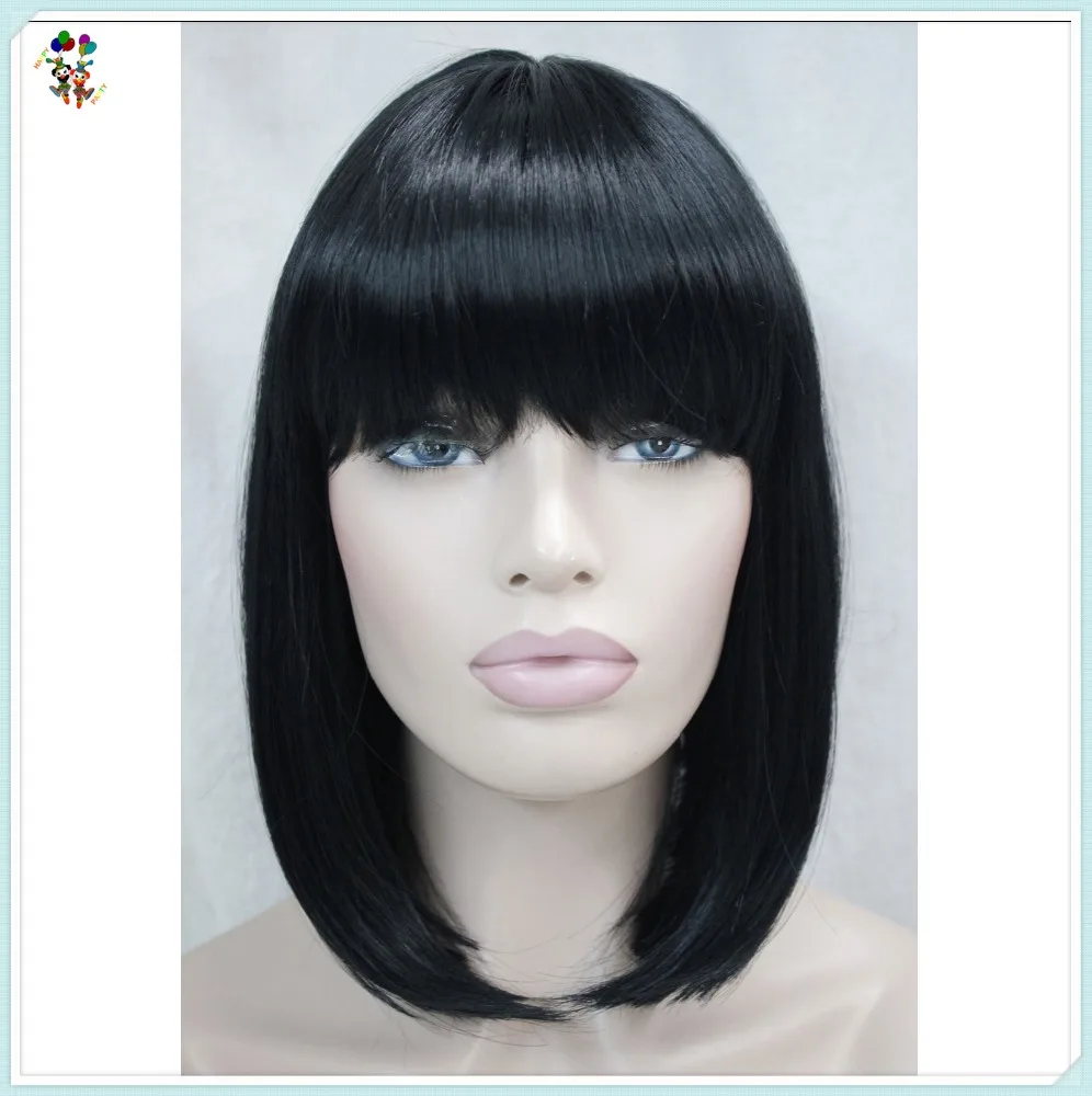 Cheap Wholesale Party Fancy Dress Costume Black Color Short Bob Synthetic Hair Wigs HPC-1934