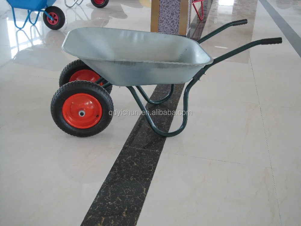 two wheel garden wheelbarrow construction metal wheelbarrow WB6204S twin wheel