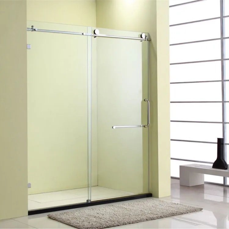 Раздвижная стеклянная дверь для душа с двойным шкивом, ширина 60 дюймов, без рамки, D31A